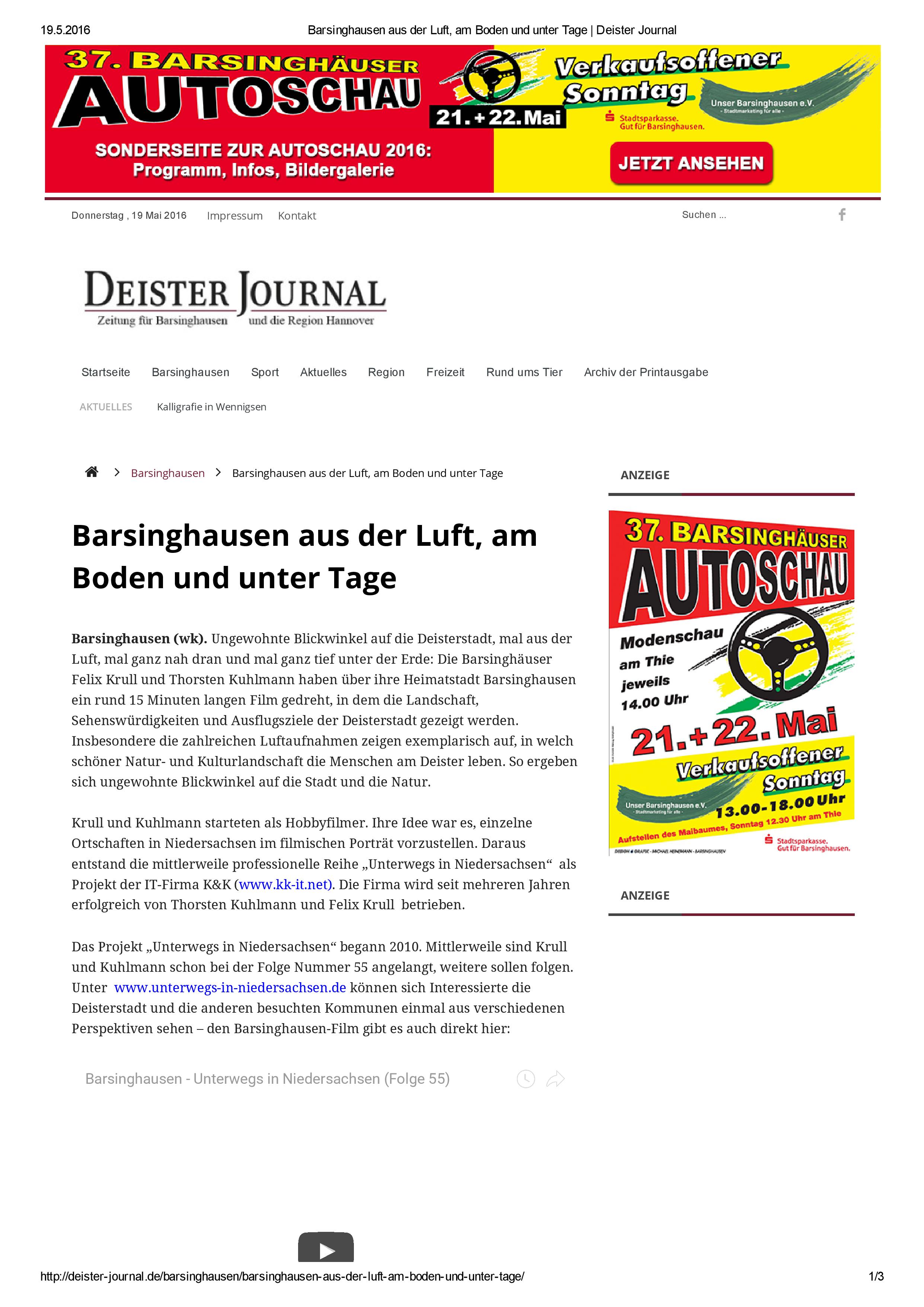 Barsinghausen aus der Luft, am Boden und unter Tage